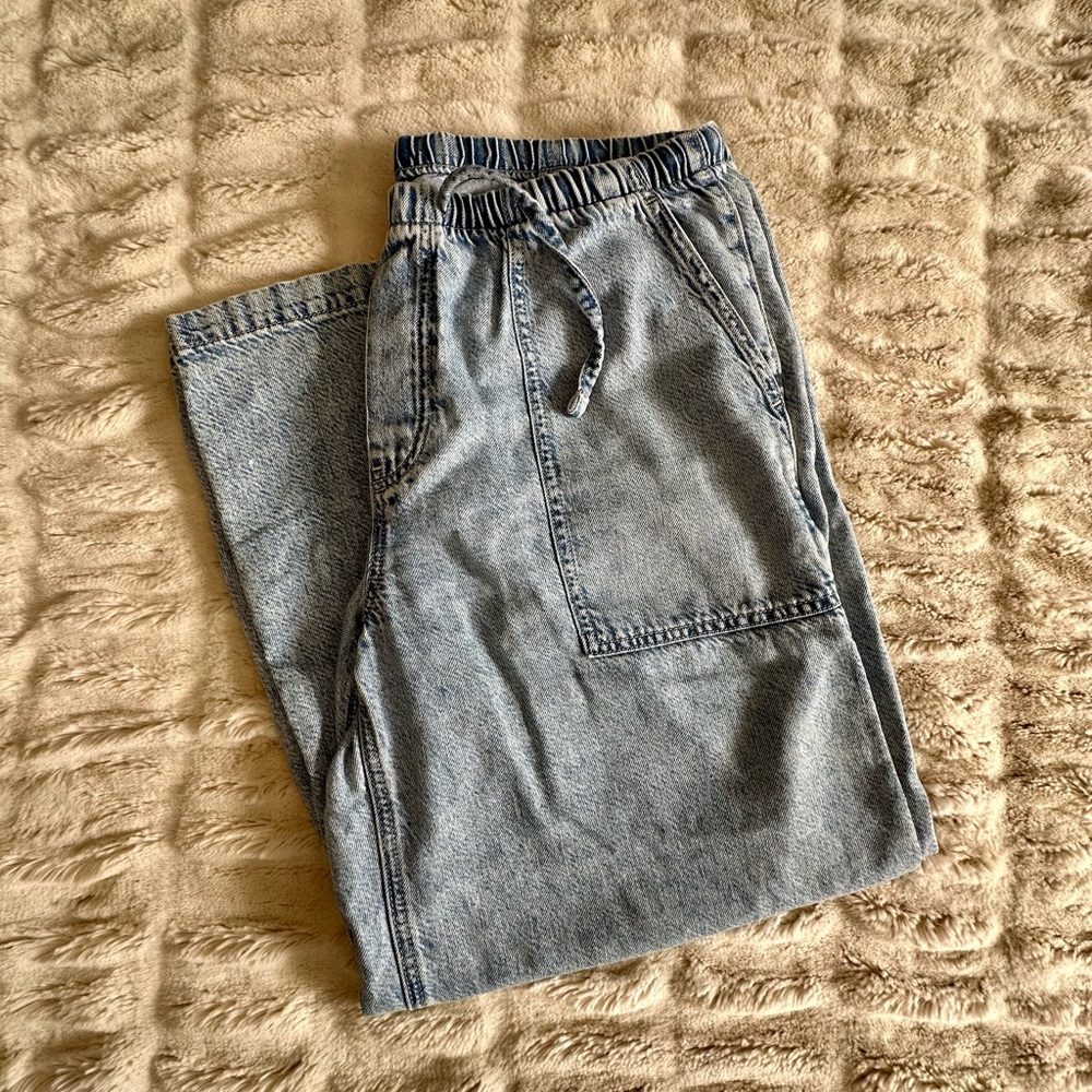 Gap Mid-rise Ultra-soft Super Baggy Drawstring Jeans LG Petite VGUC